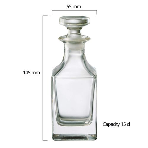 Dornberger - Mini Square Decanter - Set of 2-150 ml per Decanter - Glass Decanter with Stopper - Stephanie Range - Decanter Set - Classy Decanter for Wine - Modern Wine Decanter with Stopper