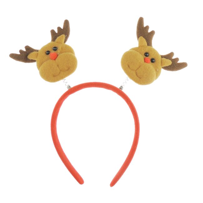 Glamour Girlz Festive Christmas Party Deeply Bopper Headband Alice Band Brown Rudolph Reindeer Head