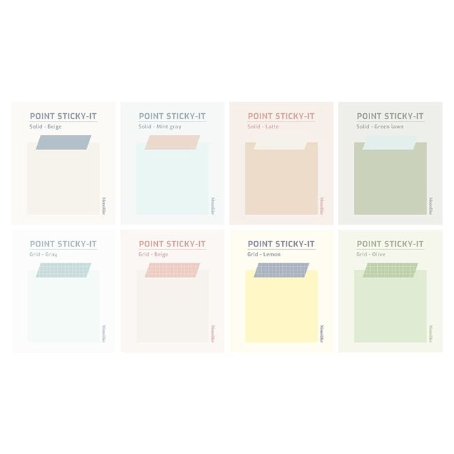 Monolike Point Sticky it - Set of 8 Sticky Memo Paper, 30 Sheets, Different Designs, Set of 8