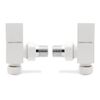 Angled White Cubic Radiator Towel Rail Valves