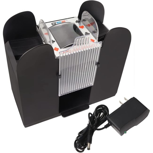 GSE 6-Deck Automatic Card Shuffler, AC/DC-Power & Battery-Operated Electric Shuffler Machines for Playing Cards, Blackjack, Texas Hold'em, Canasta, Bridge, Rummy, UNO, Trade Card Games