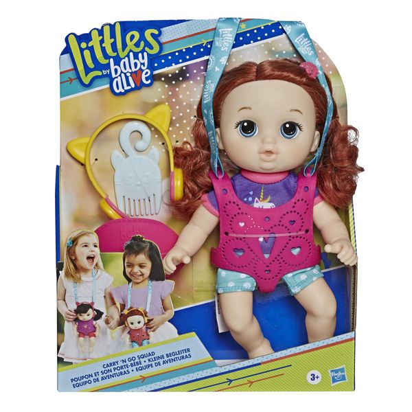 Baby Alive Littles, Carry ‘N Go Squad, Little Zoe, Red Curly Hair Doll, Carrier, Accessories, Toy for Kids Ages 3 Years & Up