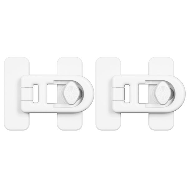 2 Pack Child Proof Refrigerator Lock with Sticky Adhesive Pads, kids Safety Locks for Doors, RV Refrigerator, Oven Lock Child Safety Baby Cabinet Locks - White