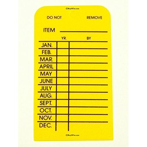 Fire Extinguisher Monthly Tag Yellow Plastic 25 Pack