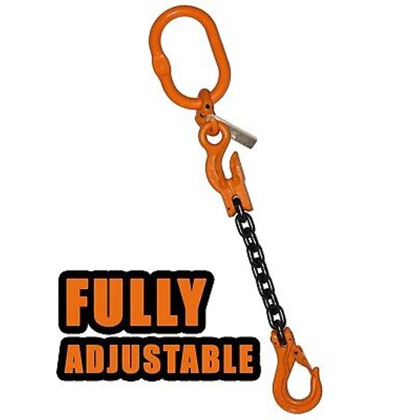 Adjustable 9/32" x 15' ft Grade 100 Lifting Chain Sling w/ Master Link D Ring