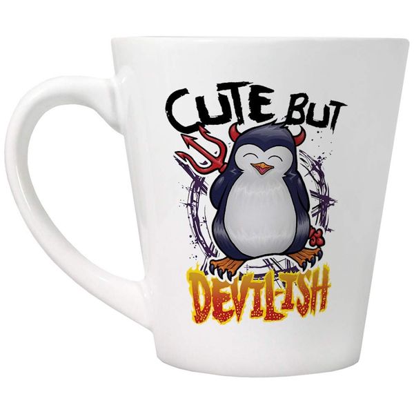 Psycho Penguin Cute But Devilish Latte Mug White
