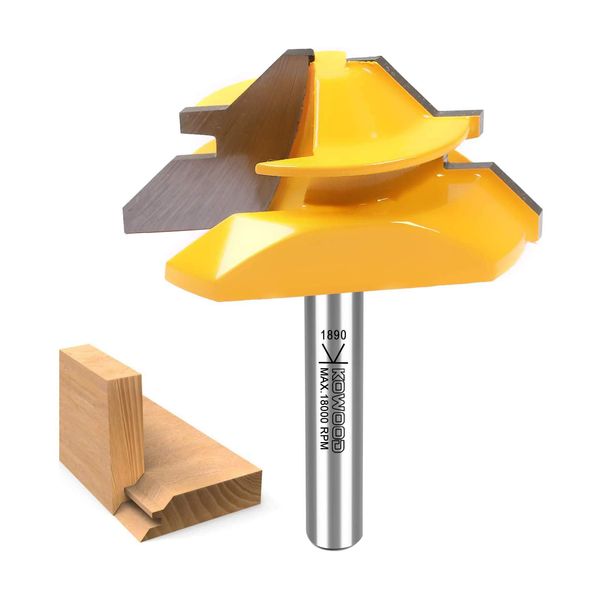 KOWOOD Router bit, 3/4” Cutting Height, 45 Degree Lock Miter Router Bit 1/4 Inch Shank…