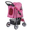 4 Wheels Pink Pet Stroller Foldable Dog Cat Jogging Stroller w/ Storage Basket