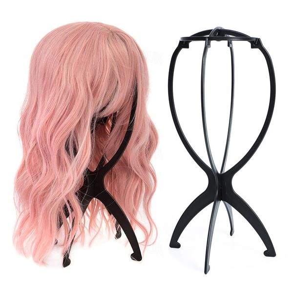 EOOCET Wig Stand, Portable Wig Holder Wig Head Stand for Multiple Wigs, Durable Display Stand Tool for Wig, Hat and Cosplay Mask, Travel Wig Stand (Black-2 Packs)