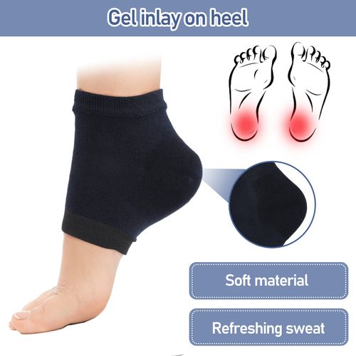 Sibba 2 Pairs Gel Heel Socks Soft Moisturising Socks for Treating Cracked Heel Open Toe Socks Day Night Care Skin Beauty Spa Dry Hard Feet Men Women (Black)