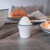 Nicola Spring Country Farmhouse White Breakfast Egg Cup Set with Blue Rims - Pack of 6 Cups