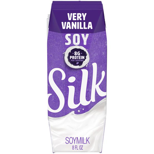 Silk Shelf-Stable Soymilk Singles, Very Vanilla, Dairy-Free, Vegan, Non-GMO Project Verified, 8 oz., 18 Pack