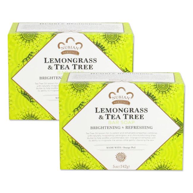 [Set of 2] Nubian Heritage Lemongrass &amp; Tea Tree Soap Bar (Contains Orange Peel) 141g Nubian Heritage Hand Washing Preventive Moisturizing Soap Hand Soap