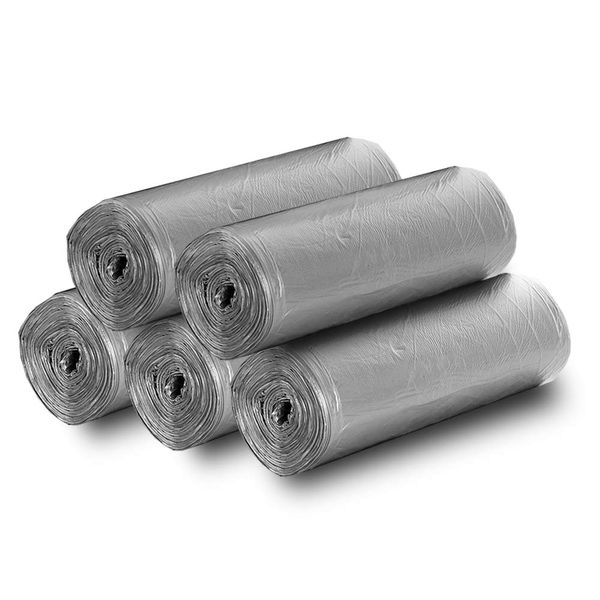 5 Rolls Small Trash Garbage Bags, 4 Gallon Strong Thin Material Disposable Kitchen Garbage Bags, Durable Plastic Trash Bags for Office Home Bedroom Garden Waste Bin, 100 Counts (Silver)