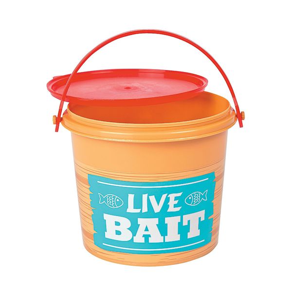 Little Fisherman Live Bait Pails with Lids - 12 buckets - Fishing Party Supplies