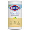 Clorox Free & Clear Compostable Cleaning Wipes, Light Lemon Scent, 75 Count (Package May Vary)