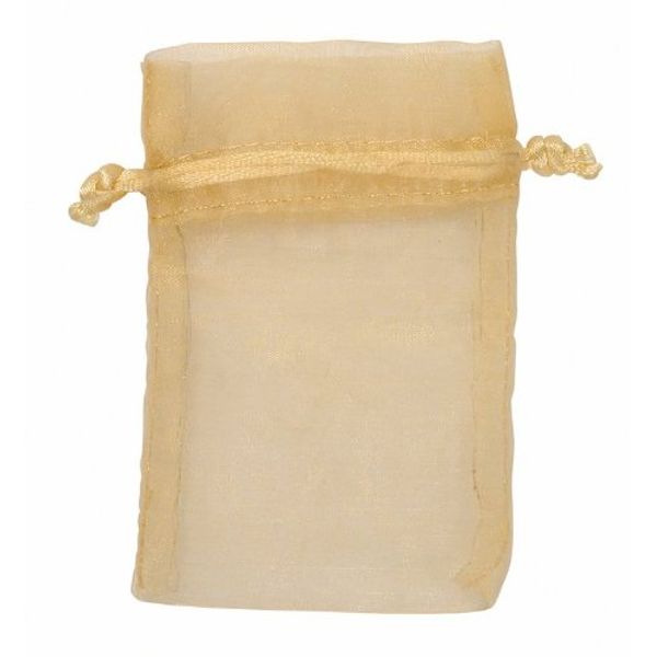 boxdisplays 12 Gold/Yellow Organza Drawstring Pouches -(130mm x 100mm)(BM1294)