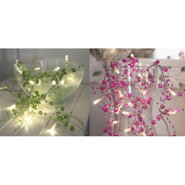 netproshop LED Batterie Lichterkette Pearl Warm Weiß Indoor, Farbe:Pink