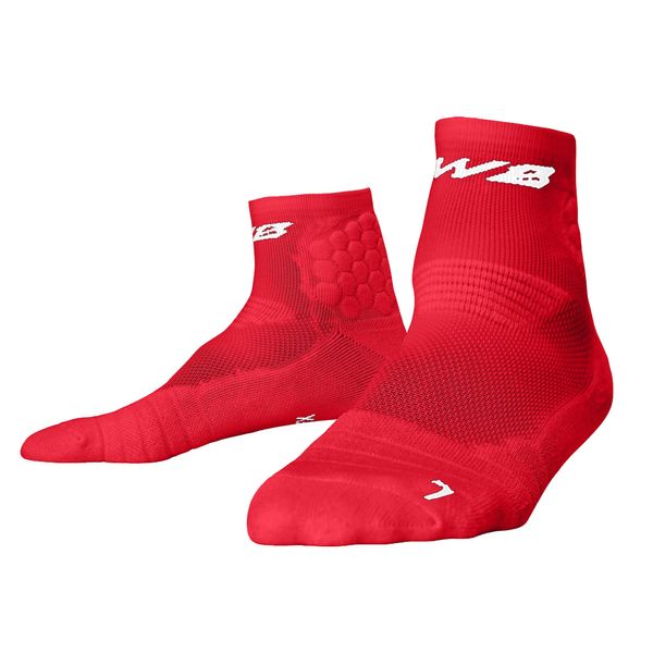 We Ball Sports Anti-Blister Mens Athletic Cushion Quarter Length Socks for Football, Running, Baseball, Basketball (Red,L)