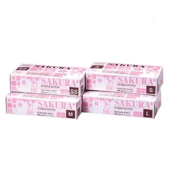 Ci Nitrile Gloves SAKURA Powder Free SS Size, 1 Box (100 Count)