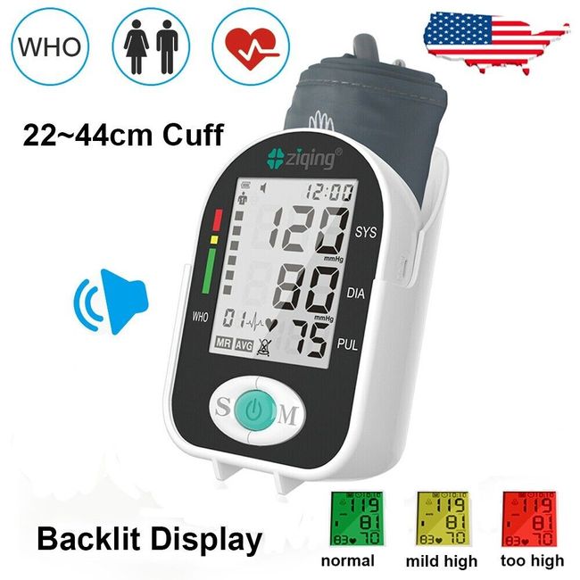 Upper Arm Blood Pressure Monitor Digital BP Cuff Machine Automatic Pulse Meter