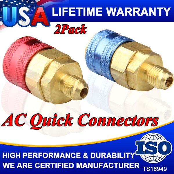 2X AC Quick Connectors Automotive Air Conditioning Low & High Conversion Adapter