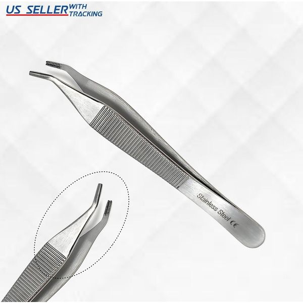 Surgical Anatomic Tweezers Curved Adson Brown Tissue Forceps Dental Instruments