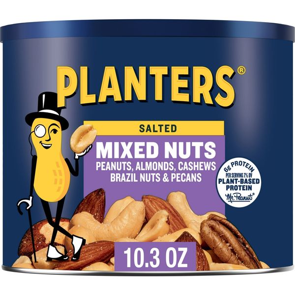 PLANTERS Salted Mixed Nuts, Party Snacks, Plant-Based Protein 10.3oz (12 Pack)
