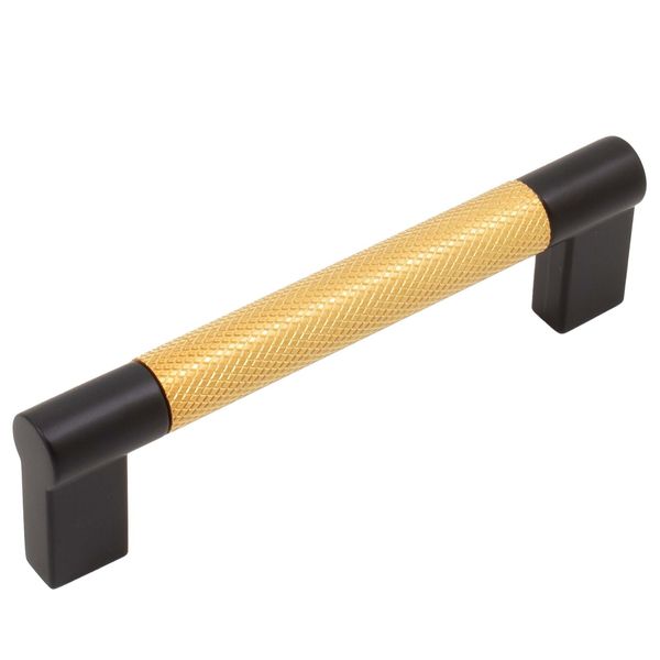 Urban Cabinet Pull, 96 Millimeters, Satin Brass with Matte Black Ends by Stone H