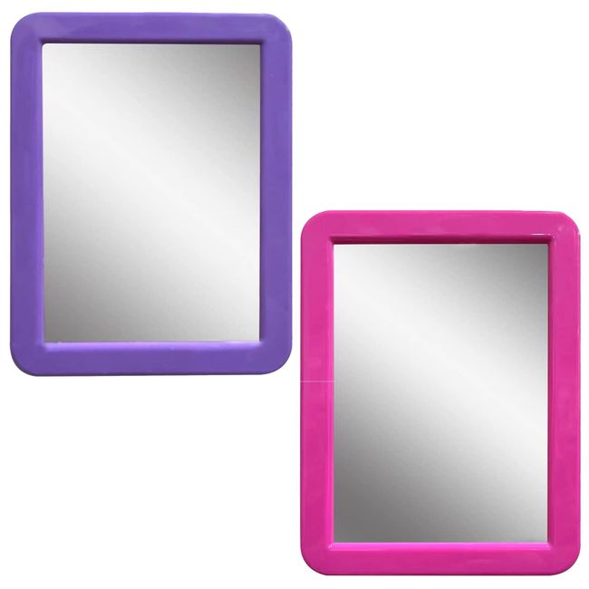 CEREM Magnetic Mirror for Locker, Pink and Purple Bundle 5" x 7" - Real Glass Make-up Mirror - Locker Accessory for School, Home, Gym, Office