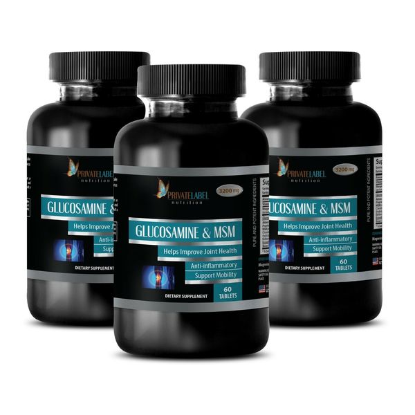 Msm Joint Powder - Glucosamine & MSM 3200mg - Increased Joint Strength -3 Bottle