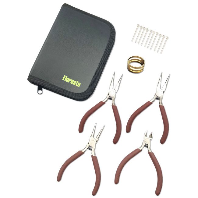 Floresta Pincer Beginner Set, 7-Piece Accessory Tool Set, Flat Pincers, Round Pincers, Nipper, Storage Case Included