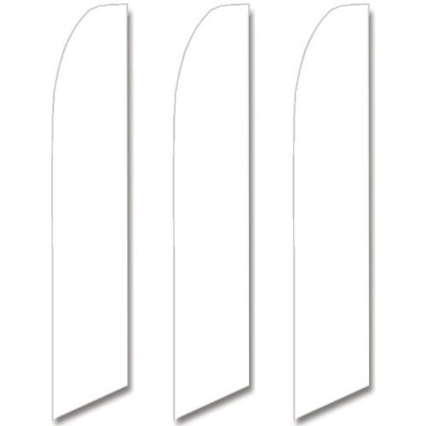 3 (three) Pack Tall Swooper Flags Bright Snow White Solid Plain Color
