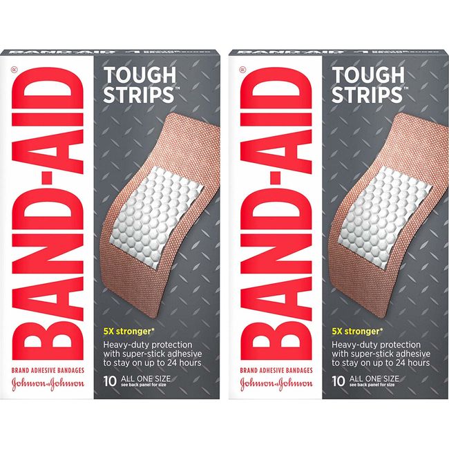 2 Pack Band Aid Bandages Tough Strips Extra Large All One Size 10 Each