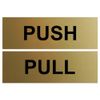 Basic PUSH and PULL Horizontal Door Sign w/Adhesive (Small 1" x 3") Brushed Gold - 1 Set