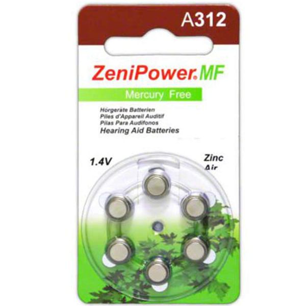 ZeniPower Size 312 Hearing Aid Battery 60 Batteries