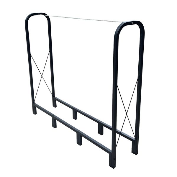 Heavy Duty 4ft Firewood Rack Stand Metal Wood Holder Indoor For Outdoor