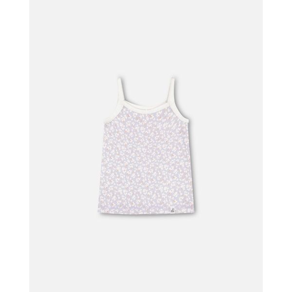 Organic Cotton Tank Top Lilac Printed Little Flowers - 8/10