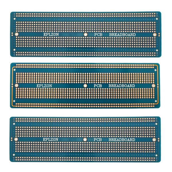 EPLZON 3pcs 6.8"x2.05" Breadboard Solderable Prototype PCB Board Kit for Electronics Projects Compatible for DIY Soldering Circuits Projects Prototype Board,Blue