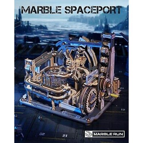 ROKR Electric 3D Wooden Puzzle Marble Run Marble Spaceport Toy Kids Adults Gifts