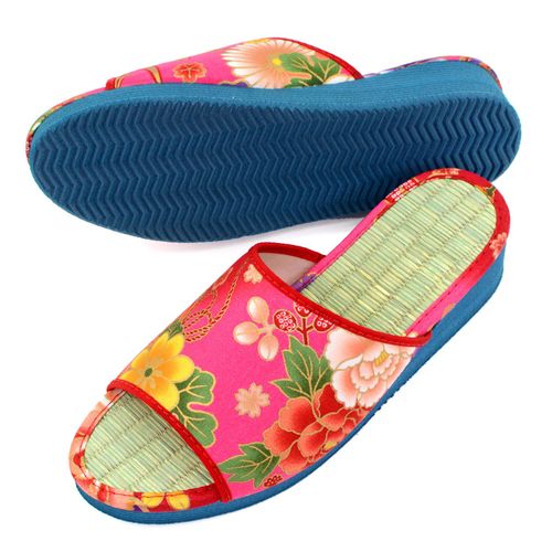 Takeharu Slippers, Tatami, Made in Japan, Women's Sandals, Tatami, Irose, Japanese Pattern, Tatami Slippers, Yuzen Red (880)