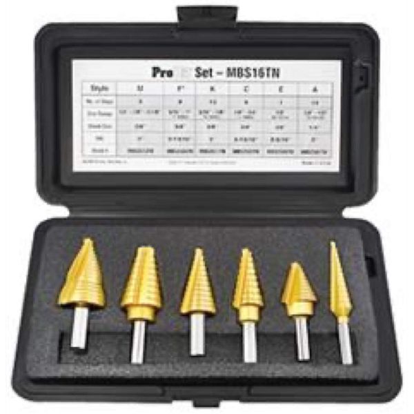 Alfa Tools MBS17 Multi Step Probit Drill Set Bright Finish Plastic Case, 4-piece