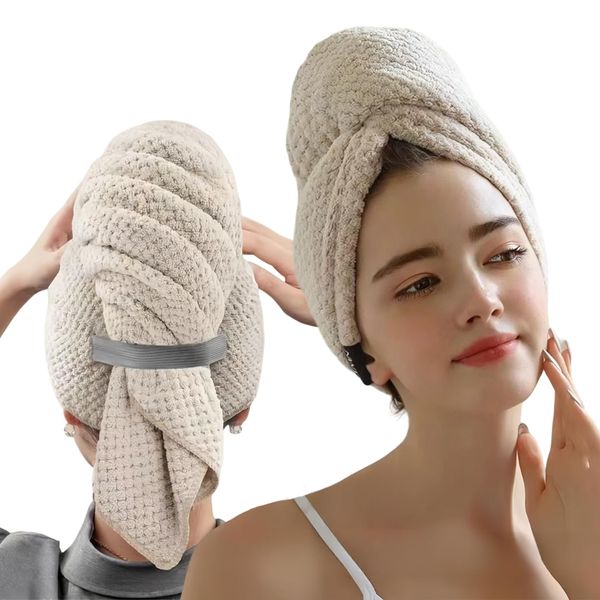 Mikrofaser Haartuch Haare Turban für Lange Haare, Luxuriöses Weich Super Saugfähig Haarhandtuch, Anti Frizz Turban Haarturban, Große Haartrockentuch mit Elastischem Band für Frauen, Schnell Trocknend