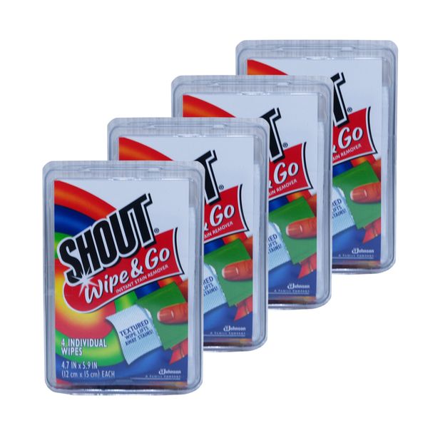 Set of 4 Shut Wipes (4 Sheets x 4 Sheets) Portable Stain Remover Sheets