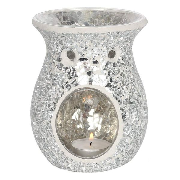 something different Large Silver Crackle Oil Burner