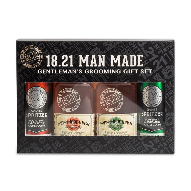 18.21 Man Made Wash And Spirits Spritzer Grooming Gift Set, Sweet Tobacco & Spiced Vanilla