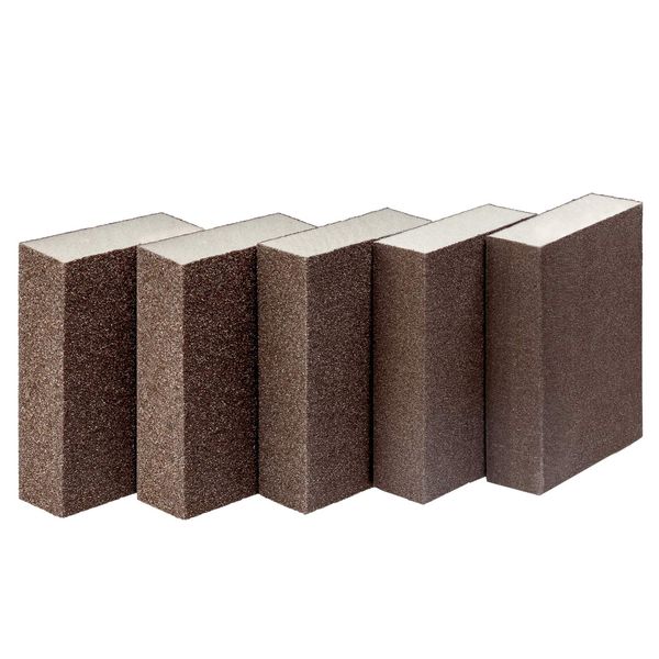 5PCS Sanding Blocks Assorted Sanding Sponge Pads with Different Roughness Grade Wet and Dry Sanding Paper Blocks Kit for Metal Wall Wood