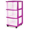 Homz Plastic 3 Drawer Medium Storage Container Tower, Purple Frame (2 Pack)