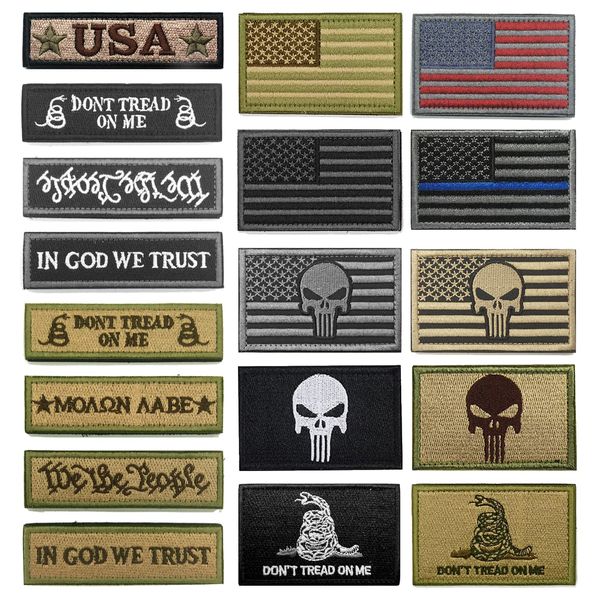 WZT Bundle 18 Pieces American Flag Patch Thin Blue Line USA Flag United States Morale Military Patches Set for Caps,Bags,Backpacks,Tactical Vest,Military Uniforms