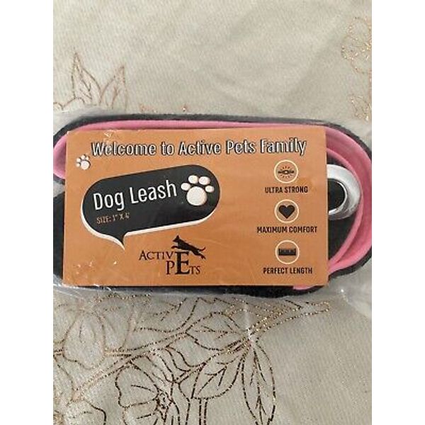 Active Pets Pink & Black Dog Leash with Soft Comfortable Padded Handle